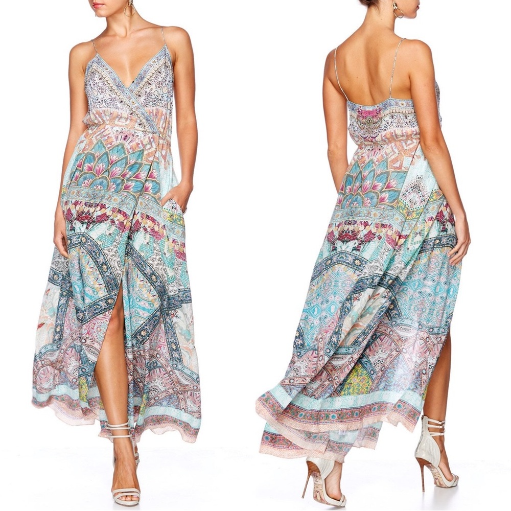 Camilla Sisters Of The Marigold Silk Strappy Wrap Dress Size Small Multicolor
